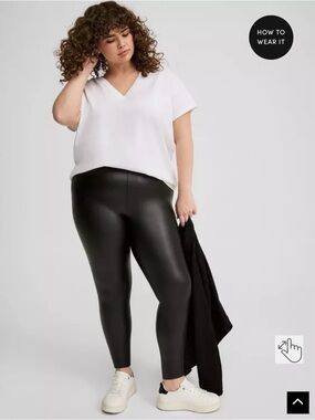 Plus Size Black Faux-Leather Leggings